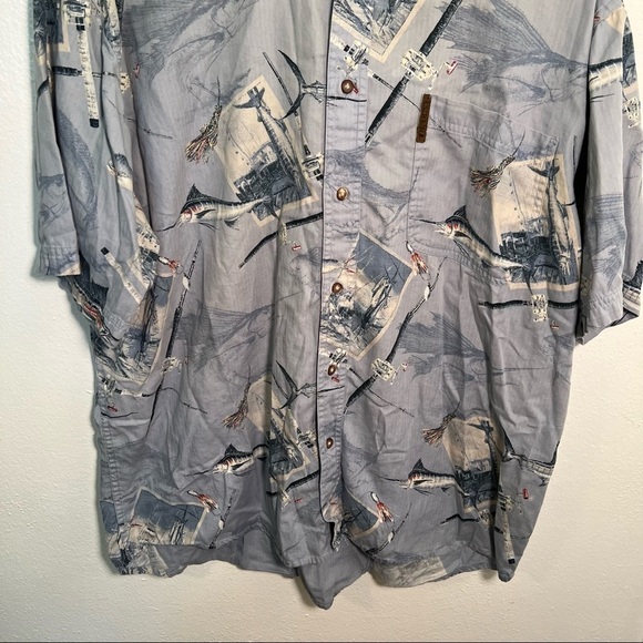 North River Short Sleeve Button Down Shirt Blue Fishing - Picture 4 of 11